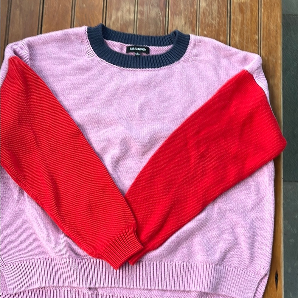 525 America Navy and Pink Knit Sweater